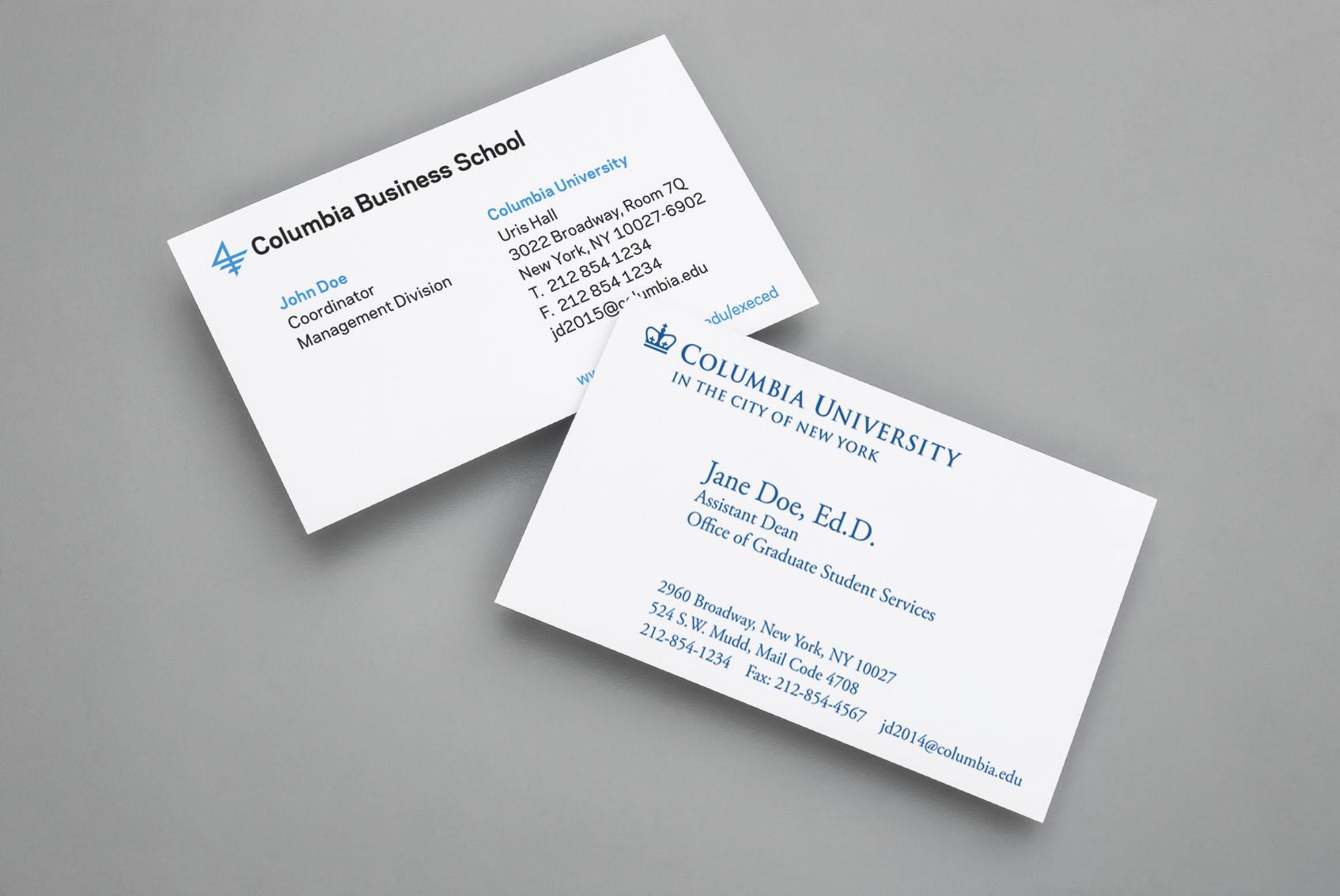 Business card samples