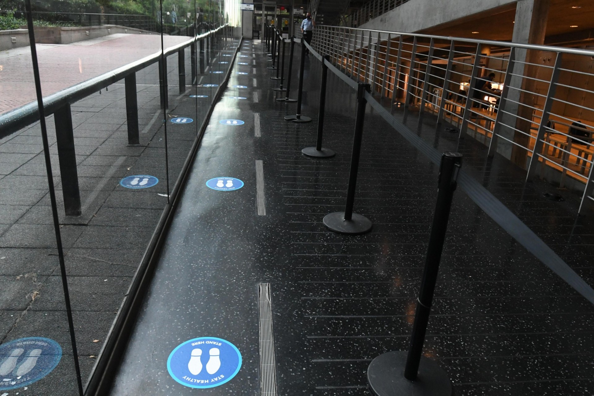 Photo by Eileen Barroso Floor stickers in Lerner Hall