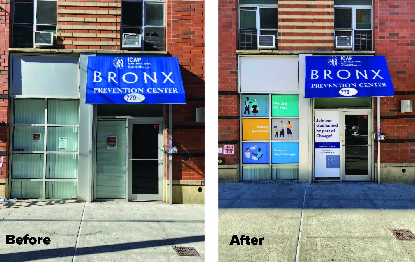 before and after window graphic installation