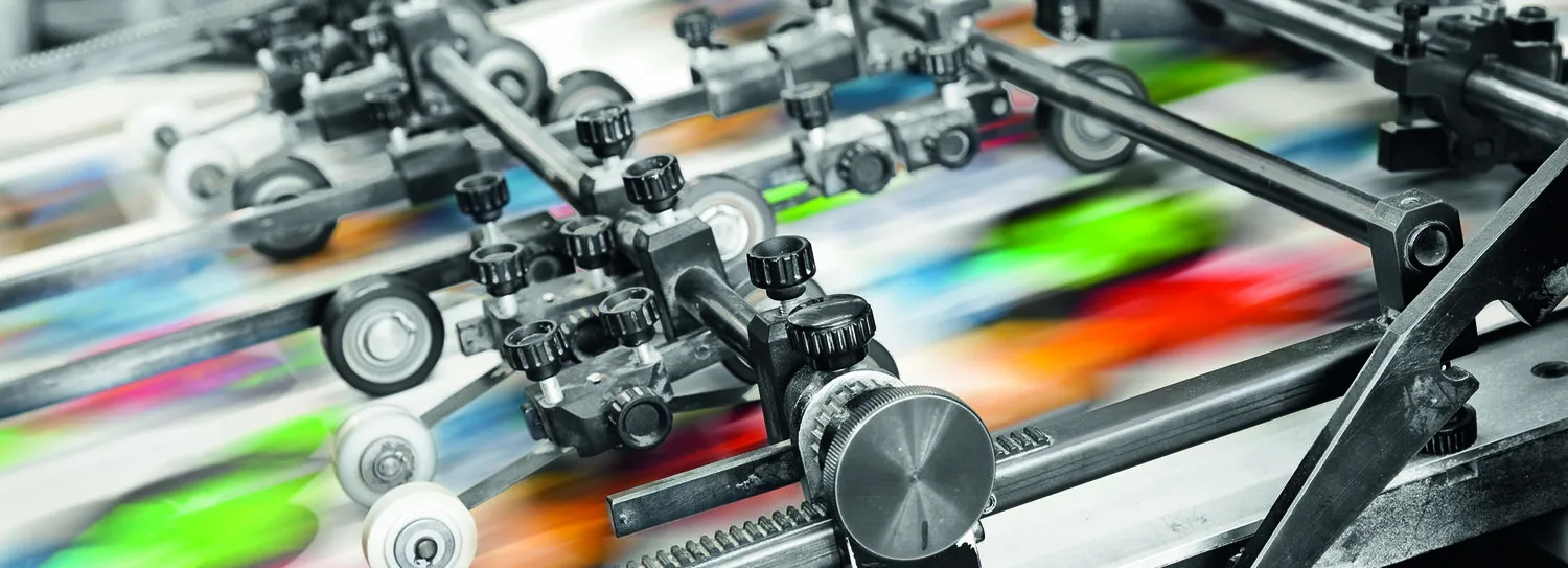 Close up of color printer mechanism.